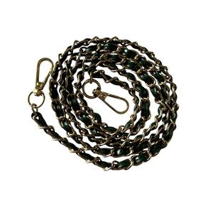 Fashion Gold Tone Hunter Green Faux Leather Replacement Bag Chain